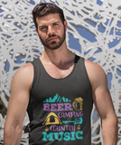 Beer Camping Country Music; 100% cotton tank top. Removable tag for comfort